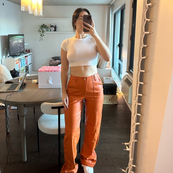 Orange pleather pants - Picture 1 of 2